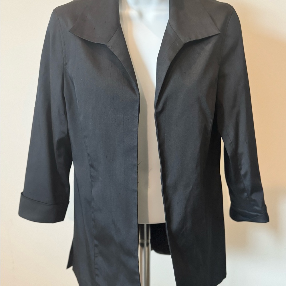 Chico's Black Blazer Classic open blazer